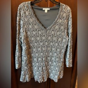 Coldwater Creek Stretchy Lace Overlay Blouse - 1X